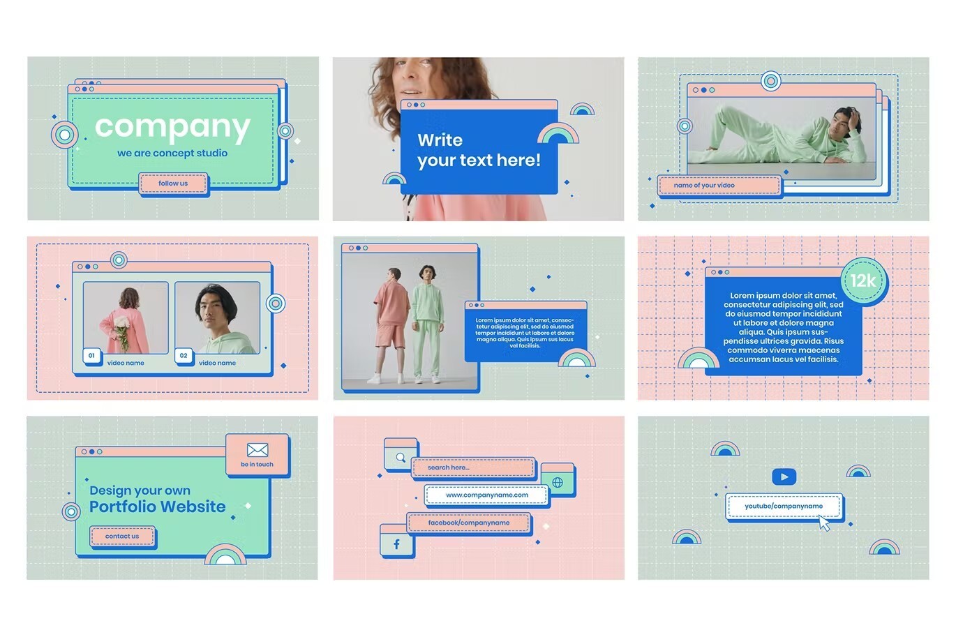 70个孟菲斯风创意弹窗对话框场景PSD模板包 Creative Opener Pack 设计素材 sucaiwan.com