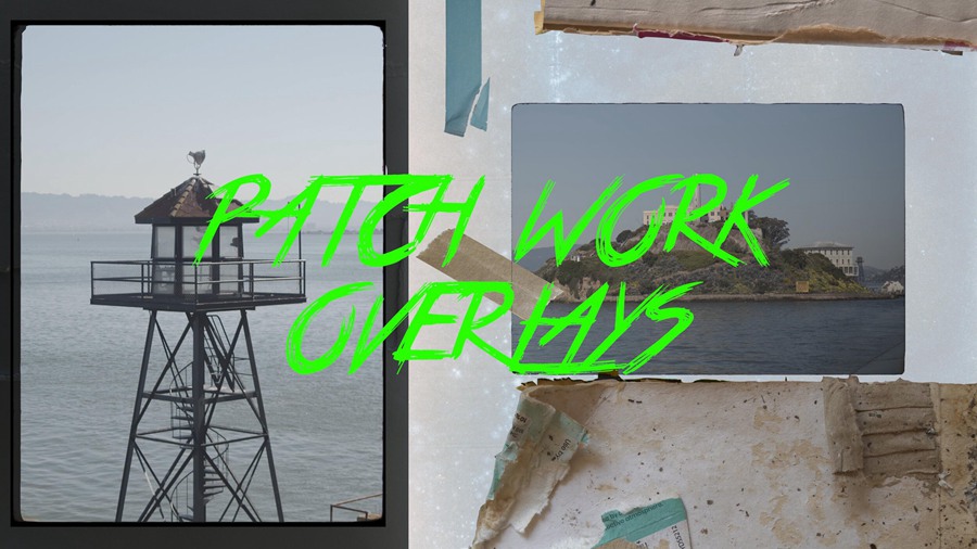 4款复古手工撕纸胶带拼贴视频叠加遮罩边框PNG+MOV视频素材 Patchwork Overlays 图片素材 sucaiwan.com