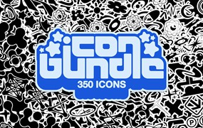 Hvnter 350种暗黑Y2K风格运动抽象几何图标矢量图形设计包 ICON BUNDLE