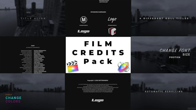 FCPX插件:电影演职人员文字标题片头片尾滚动字幕动画效果模板 Film Credits Pack . 第1张-素材湾丨精选海外优质设计素材资源 FCPX插件:电影演职人员文字标题片头片尾滚动字幕动画效果模板 Film Credits Pack . sucaiwan.com