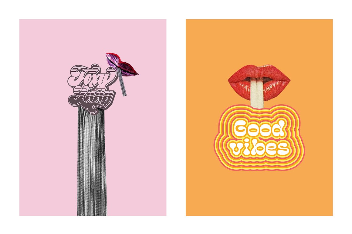 70年代超现实剪纸手工拼贴艺术包迷人的美式复古无缝图案 1970s Collage Art Pack 图片素材 sucaiwan.com