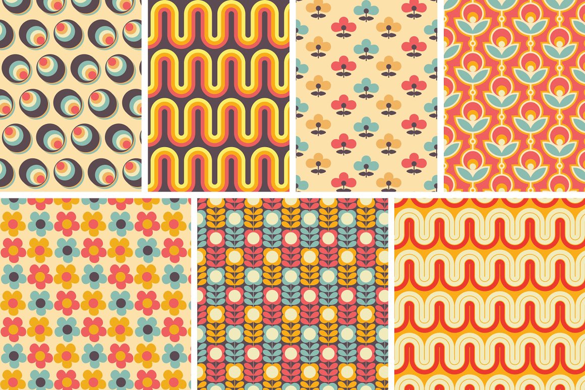 70年代超现实剪纸手工拼贴艺术包迷人的美式复古无缝图案 1970s Collage Art Pack 图片素材 sucaiwan.com