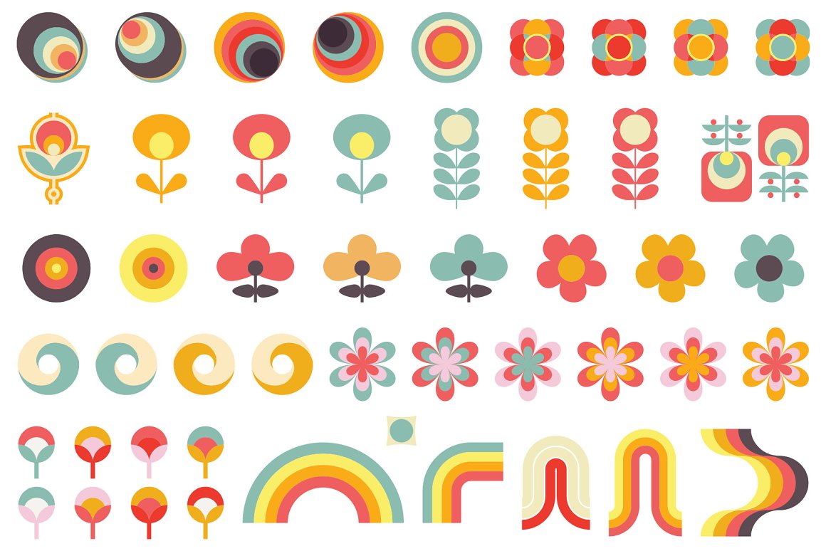 70年代超现实剪纸手工拼贴艺术包迷人的美式复古无缝图案 1970s Collage Art Pack 图片素材 sucaiwan.com