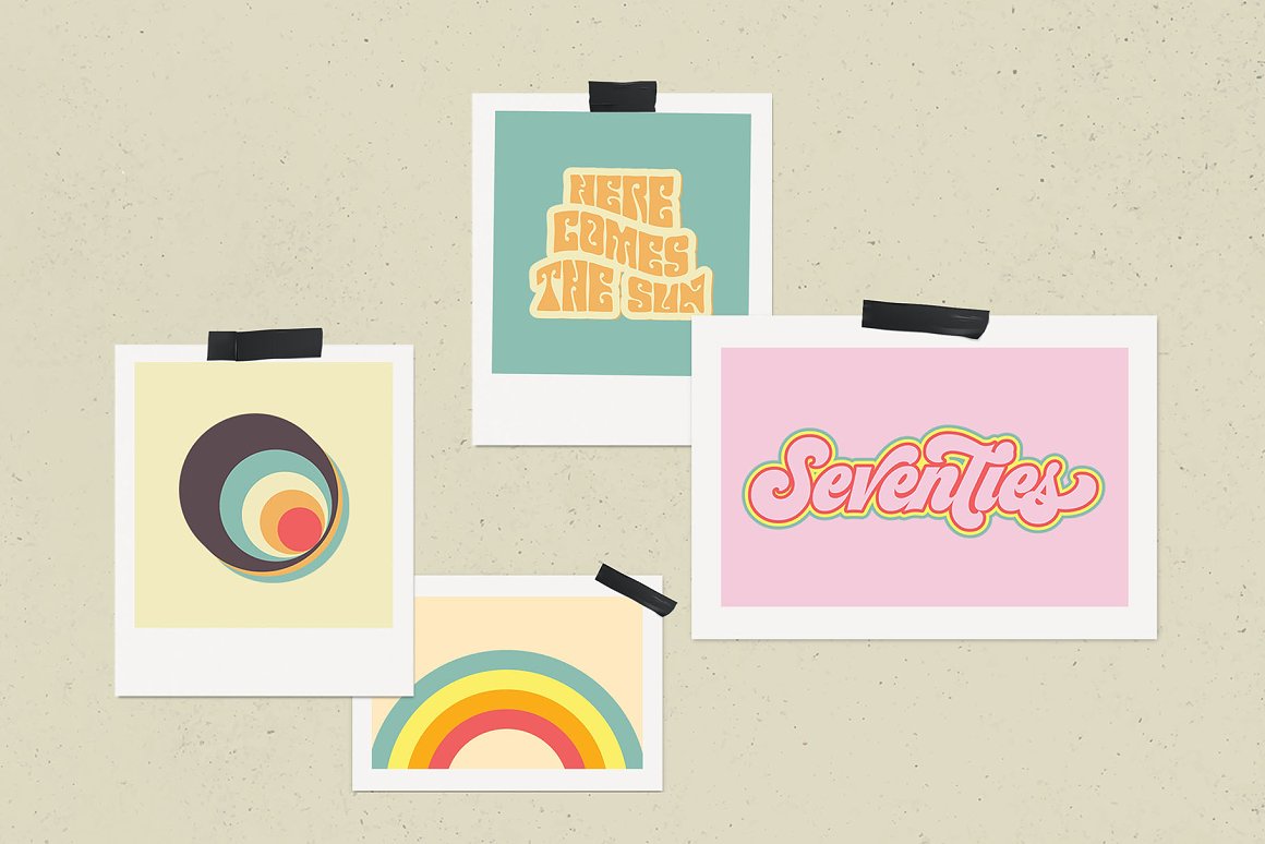 70年代超现实剪纸手工拼贴艺术包迷人的美式复古无缝图案 1970s Collage Art Pack 图片素材 sucaiwan.com