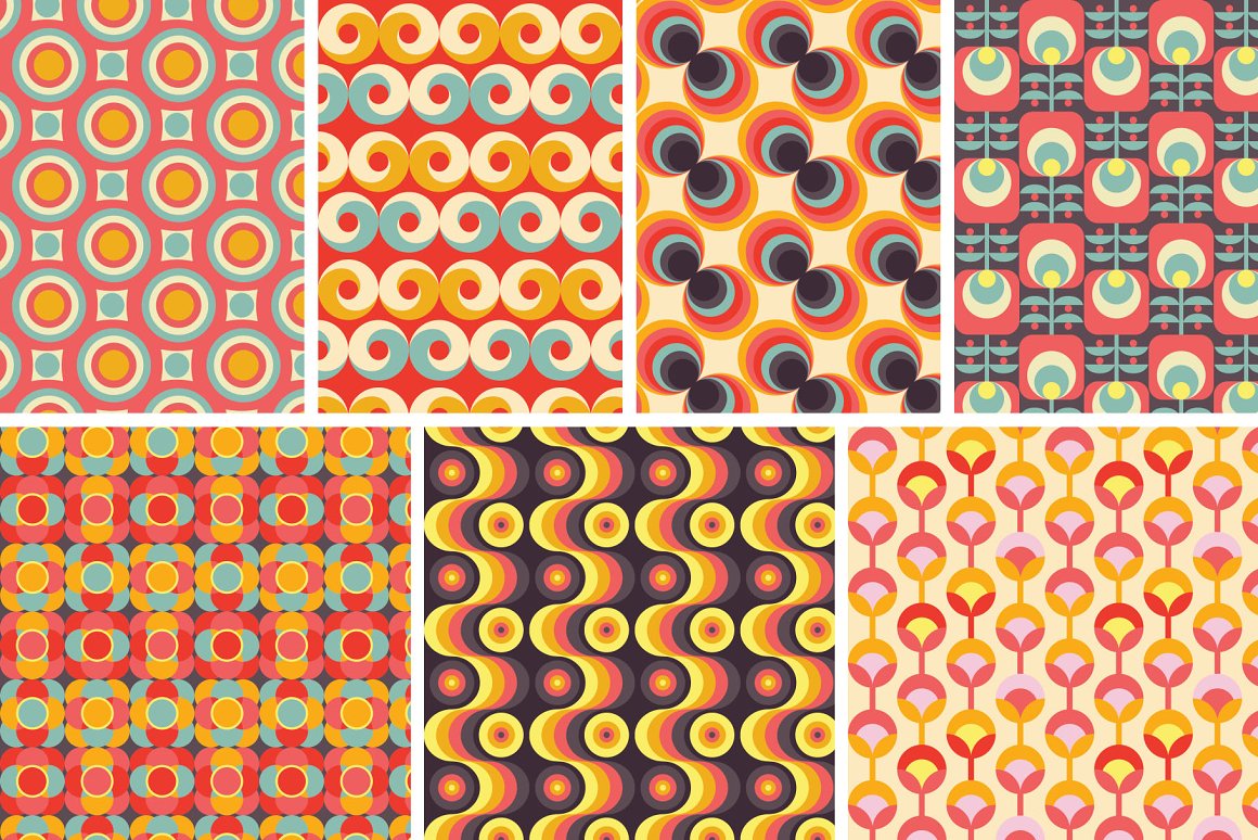 70年代超现实剪纸手工拼贴艺术包迷人的美式复古无缝图案 1970s Collage Art Pack 图片素材 sucaiwan.com