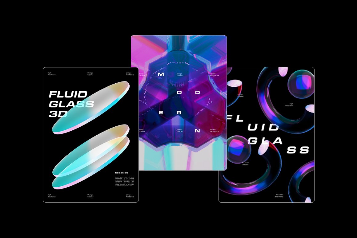 90款全息渐变透明多彩玻璃水晶抽象艺术3D流体几何PNG免抠图设计素材 Fluid Glass 3D Shapes 图片素材 sucaiwan.com