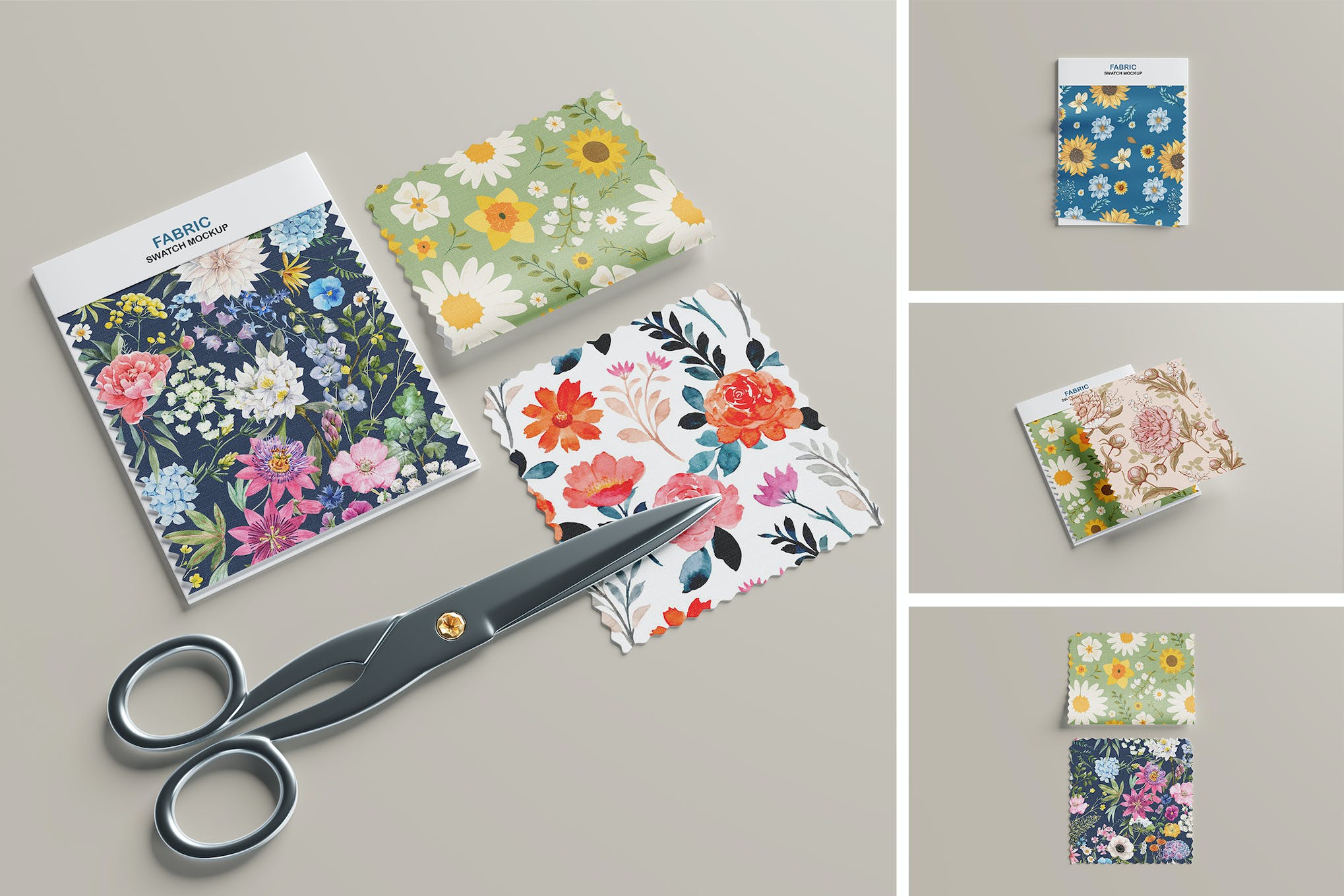 6个华丽风格针织毛线无缝隙图案纹理背景PSD样机设计素材 Fabric Swatches Mockup . sucaiwan.com