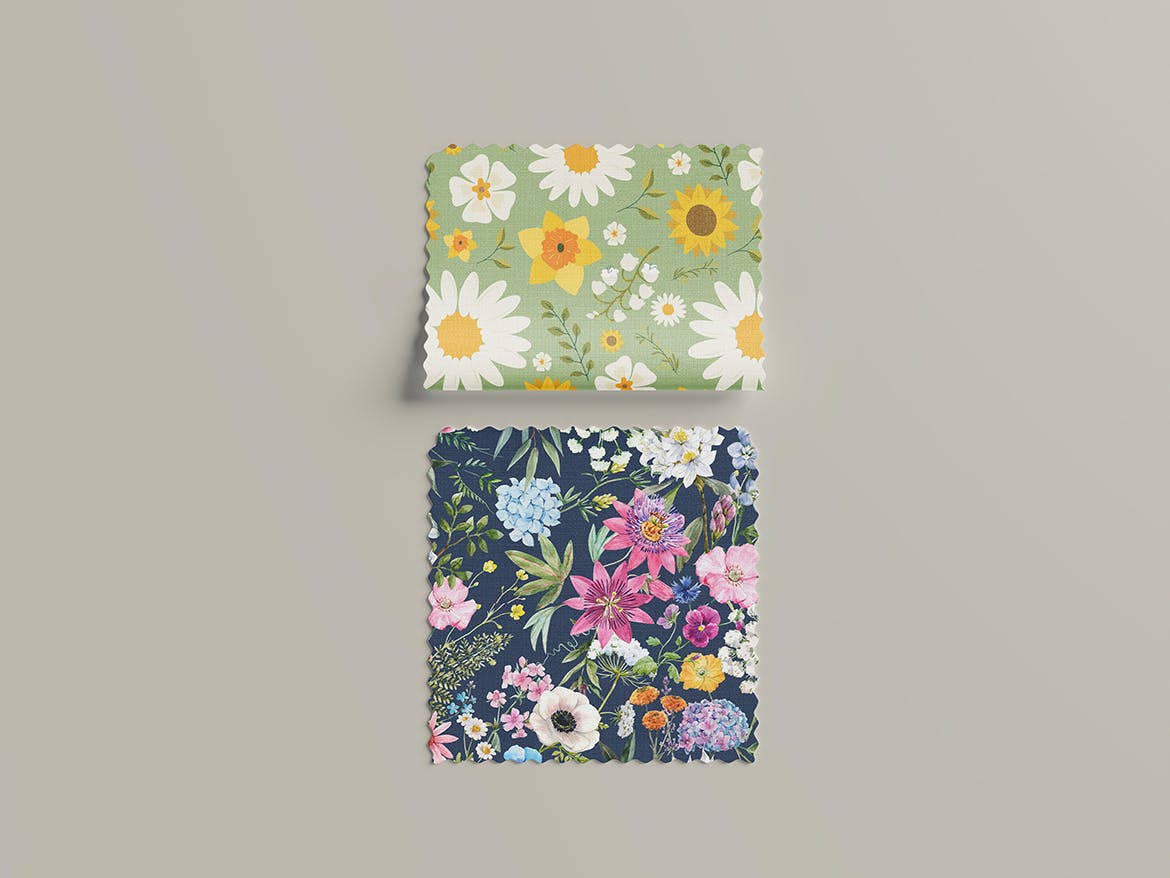 6个华丽风格针织毛线无缝隙图案纹理背景PSD样机设计素材 Fabric Swatches Mockup . sucaiwan.com