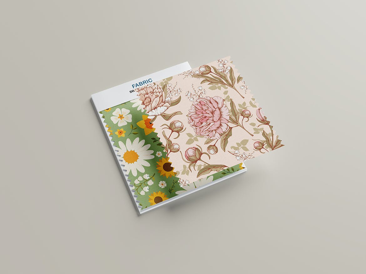 6个华丽风格针织毛线无缝隙图案纹理背景PSD样机设计素材 Fabric Swatches Mockup . sucaiwan.com