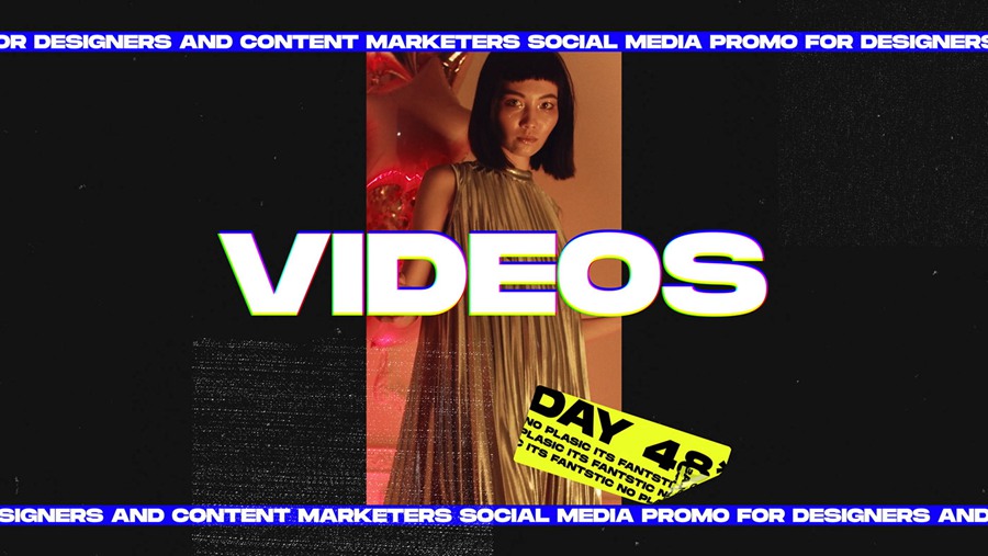 波普风艺术风格4K链条彩带纸屑贴纸错版文字排版背景PR模板 Social Media Promo 插件预设 sucaiwan.com