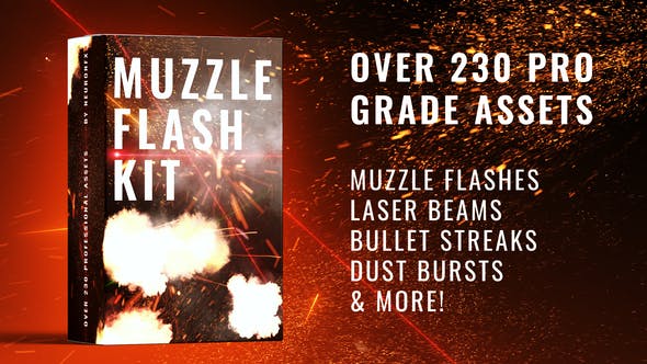 230多个逼真战争动作片枪口闪光视觉效果包AE模板 Real Muzzle Flash Kit 插件预设 sucaiwan.com