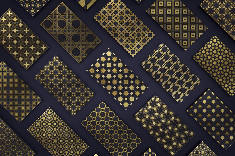 200个华丽奢华的伊斯兰艺术装饰图案，AI PSD格式 图片素材 sucaiwan.com