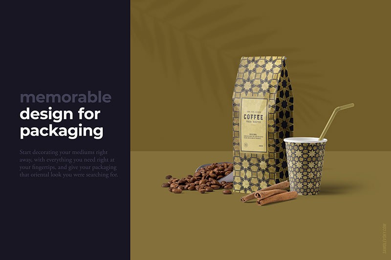 200个华丽奢华的伊斯兰艺术装饰图案，AI PSD格式 图片素材 sucaiwan.com