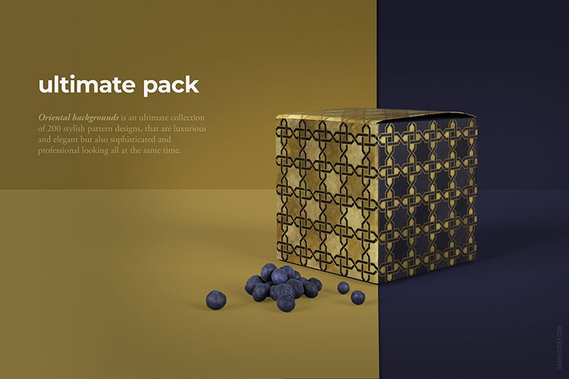 200个华丽奢华的伊斯兰艺术装饰图案，AI PSD格式 图片素材 sucaiwan.com