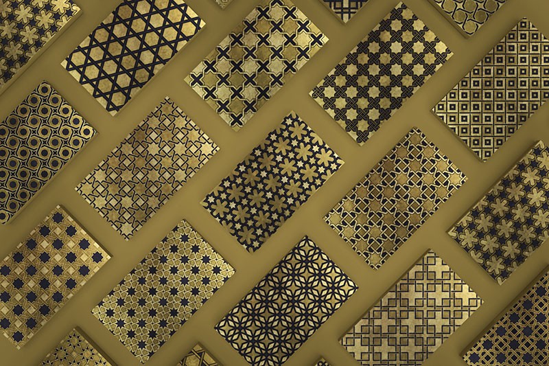 200个华丽奢华的伊斯兰艺术装饰图案，AI PSD格式 图片素材 sucaiwan.com