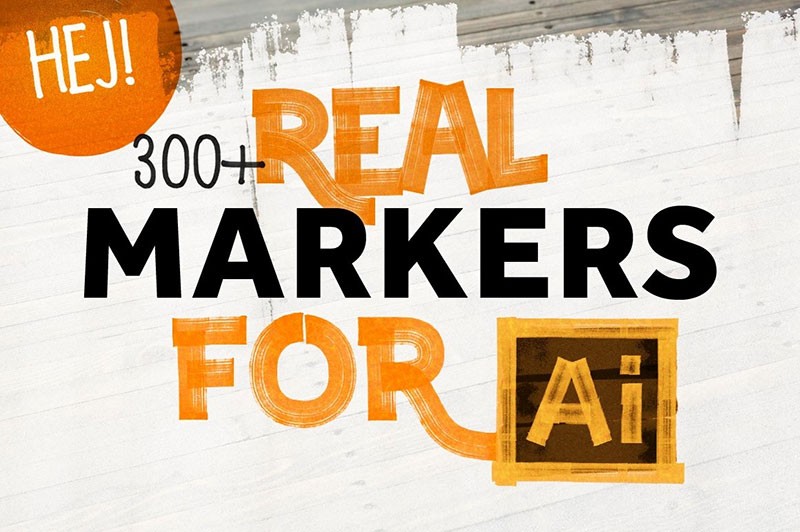 300+真实马克笔手绘效果AI笔刷 笔刷资源 sucaiwan.com