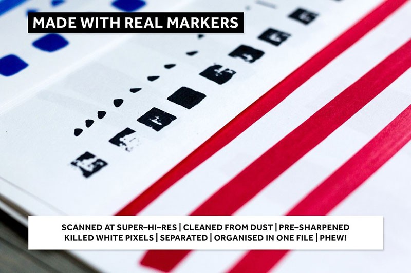 300+真实马克笔手绘效果AI笔刷 笔刷资源 sucaiwan.com