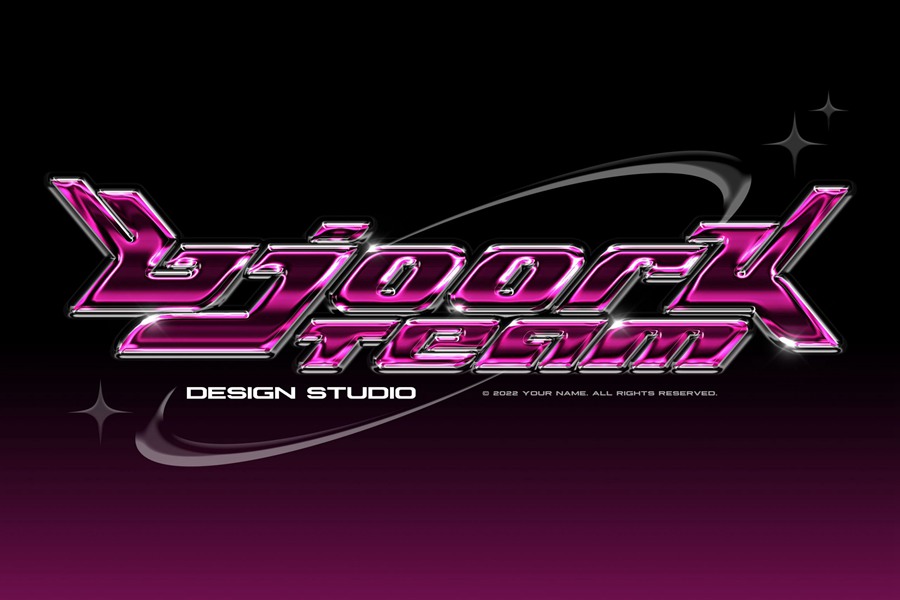 高质量抽象艺术酸性金属镀铬风格文本标志设计包PS图层样式 Hyperpix Chrome Text Effects Vol.6 插件预设 sucaiwan.com