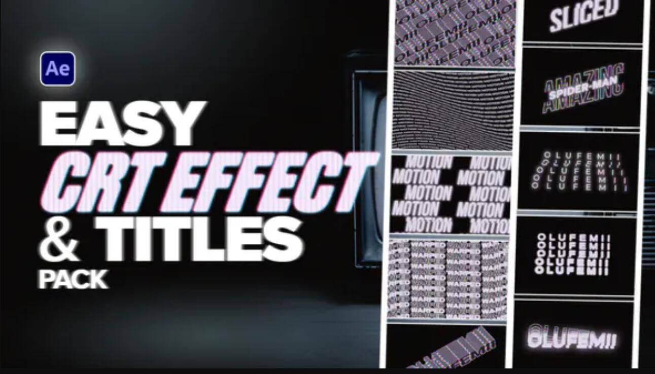 AE模板:复古未来科幻感文字标题图标一键CRT故障效果包 . 第1张-素材湾丨精选海外优质设计素材资源 AE模板:复古未来科幻感文字标题图标一键CRT故障效果包 . sucaiwan.com