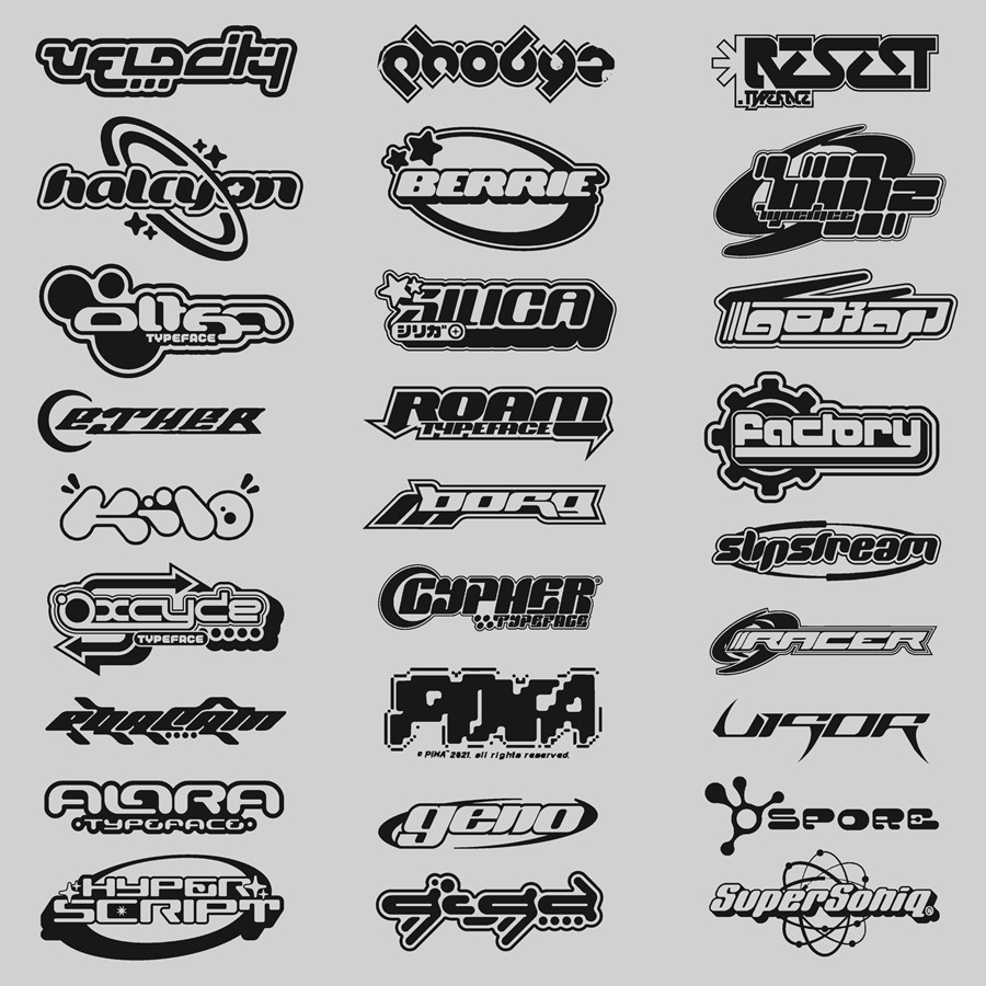 超级Y2K风格字体捆绑包 HVNTER – MEGA TYPEFACE BUNDLE! 设计素材 第2张-素材湾丨精选海外优质设计素材资源 超级Y2K风格字体捆绑包 HVNTER – MEGA TYPEFACE BUNDLE! 设计素材 sucaiwan.com