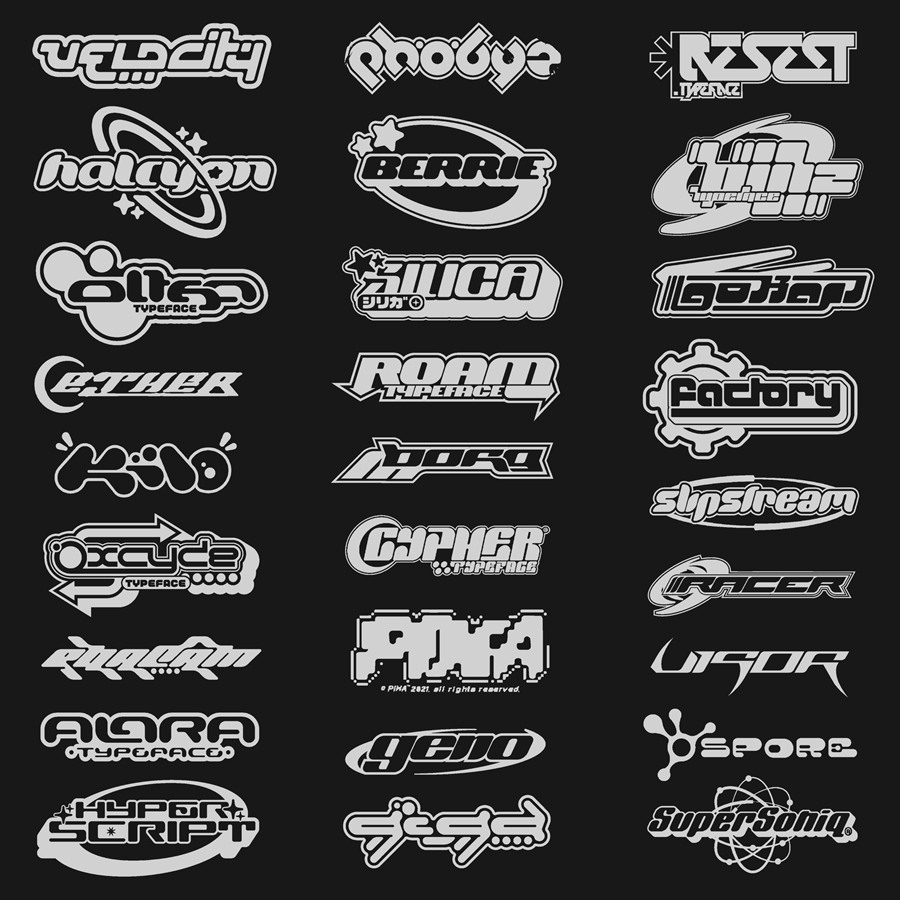 超级Y2K风格字体捆绑包 HVNTER – MEGA TYPEFACE BUNDLE! 设计素材 第3张-素材湾丨精选海外优质设计素材资源 超级Y2K风格字体捆绑包 HVNTER – MEGA TYPEFACE BUNDLE! 设计素材 sucaiwan.com