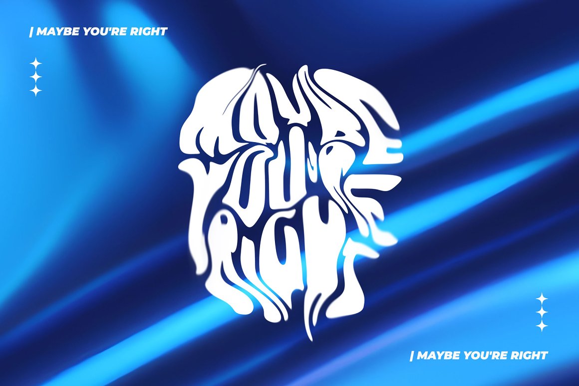 185个海洋蓝色3D流动光泽液体抽象艺术背景图片Y2K涂鸦标题设计套装 Ocean Blue | Background . sucaiwan.com