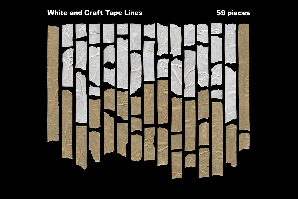 188个做旧撕纸折痕撕裂胶带胶条贴纸免扣PNG元素背景肌理设计素材 PNG TAPE lines & circles shapes PACK . sucaiwan.com