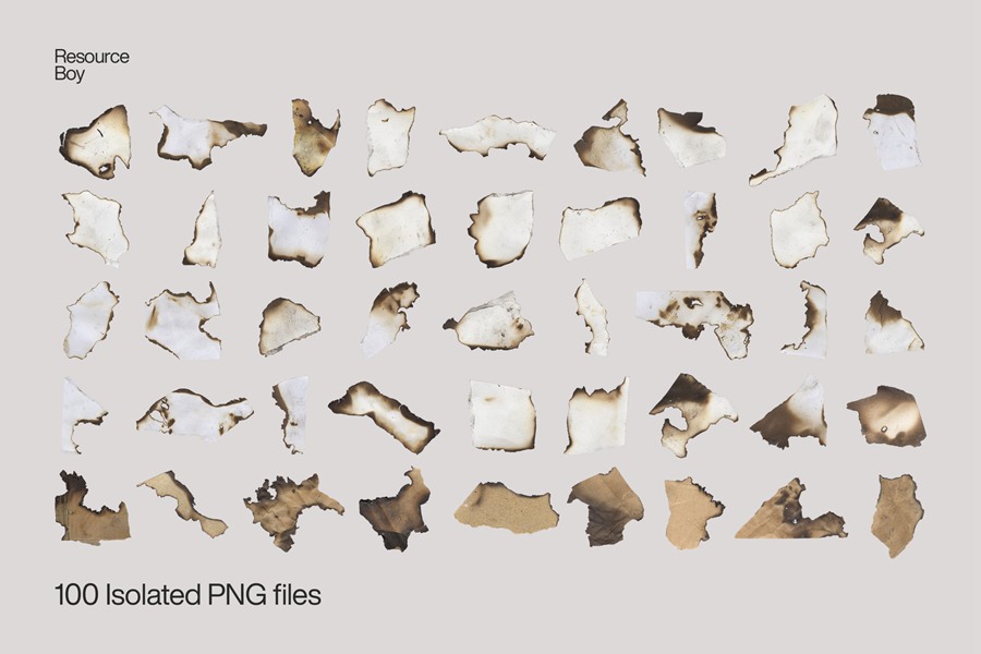 100种复古感做旧烧焦边缘纸张纹理 Resource Boy – Burnt Edge Paper Textures 图片素材 sucaiwan.com