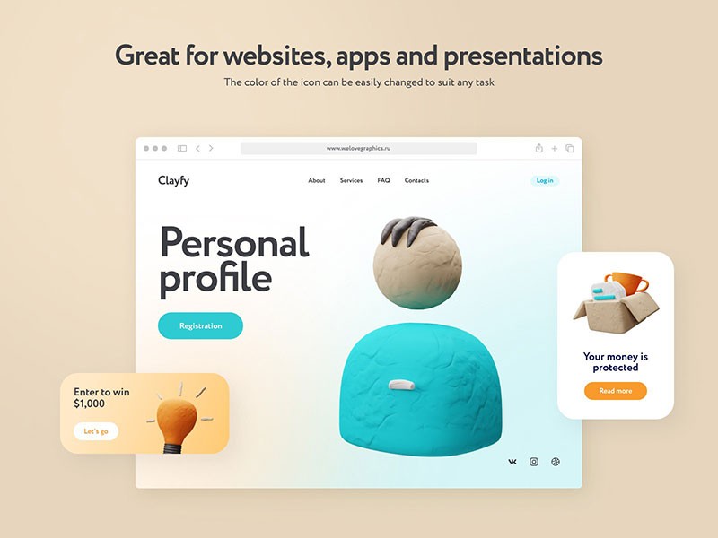 30个可爱黏土风购物促销3D图标， Blend PNG格式 图标素材 sucaiwan.com