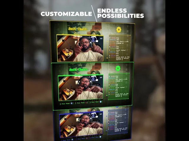 网络游戏主播栏目包装HUD核武器流叠加 640studio Cyber Nuke – Stream Overlays 插件预设 sucaiwan.com