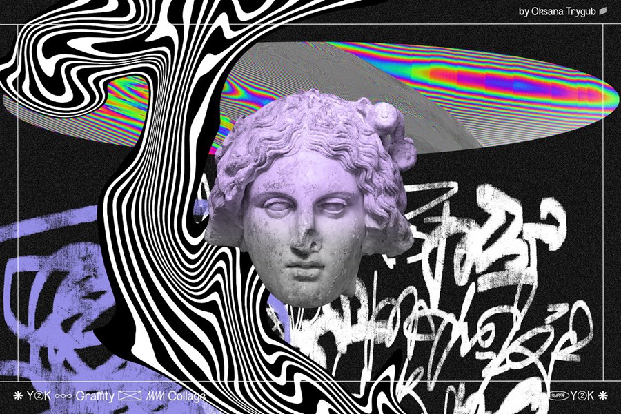 千禧年涂鸦垃圾美学Y2K涂鸦迷幻拼贴艺术波浪条纹背景形状素材包 Grunge Gallery: Graffiti Collage . 第7张-素材湾丨精选海外优质设计素材资源 千禧年涂鸦垃圾美学Y2K涂鸦迷幻拼贴艺术波浪条纹背景形状素材包 Grunge Gallery: Graffiti Collage . sucaiwan.com