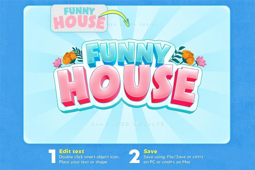 PS资源-3D立体艺术游戏标题字文字效果PSD样机模板 样机素材 sucaiwan.com