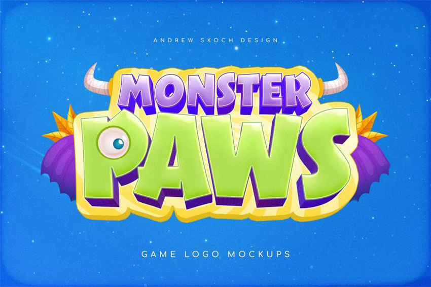 PS资源-3D立体艺术游戏标题字文字效果PSD样机模板 样机素材 sucaiwan.com