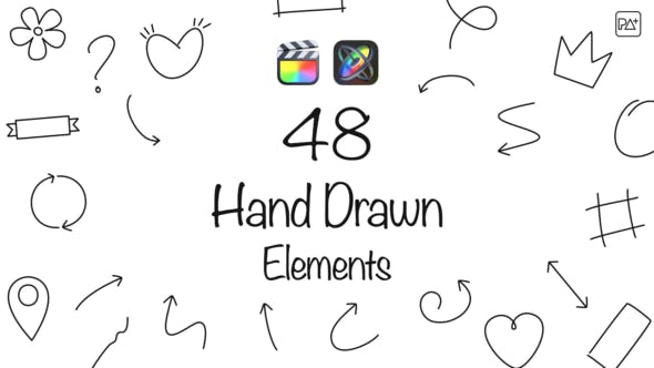 FCPX插件：48种创意手绘线条图形标注元素动画 Hand Drawn Elements . sucaiwan.com