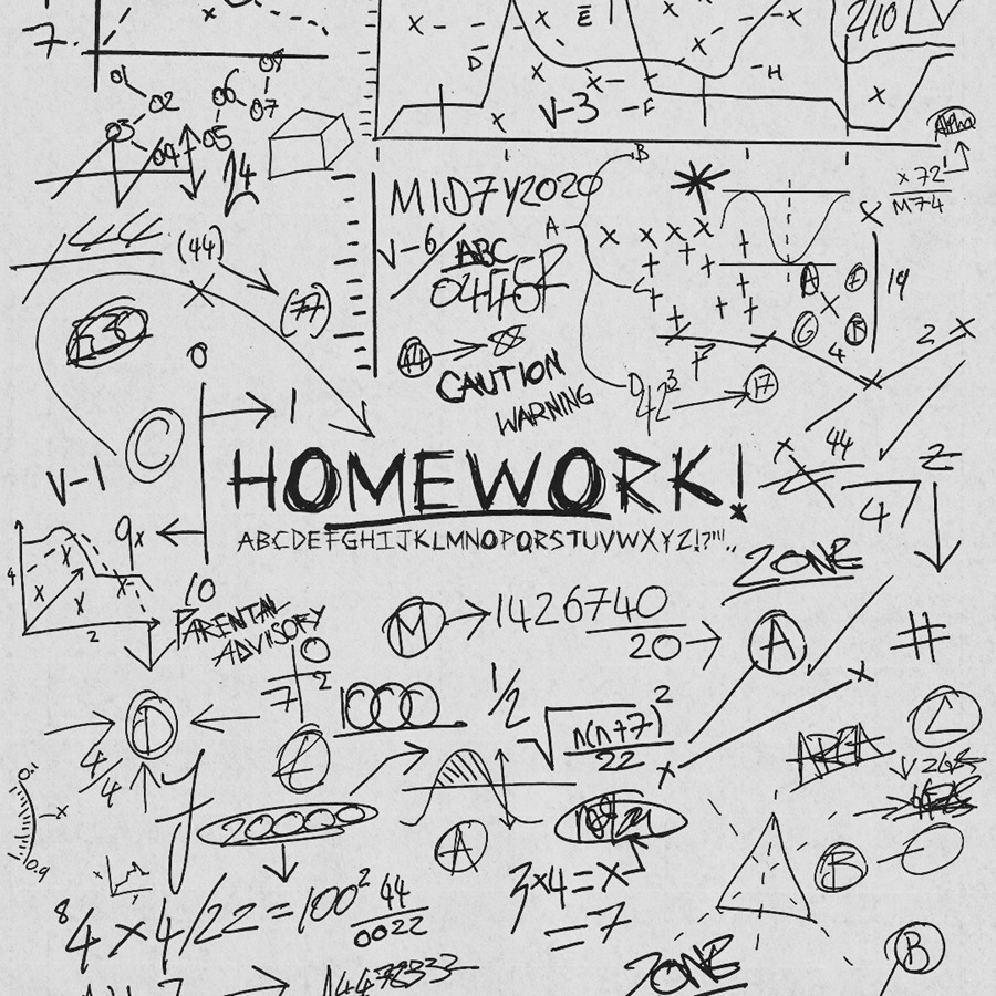 抽象复古随意手写数学列式肌理涂鸦不规则线条PNG免扣图片设计素材 Album Art Arhive – Homework 影视音频 sucaiwan.com