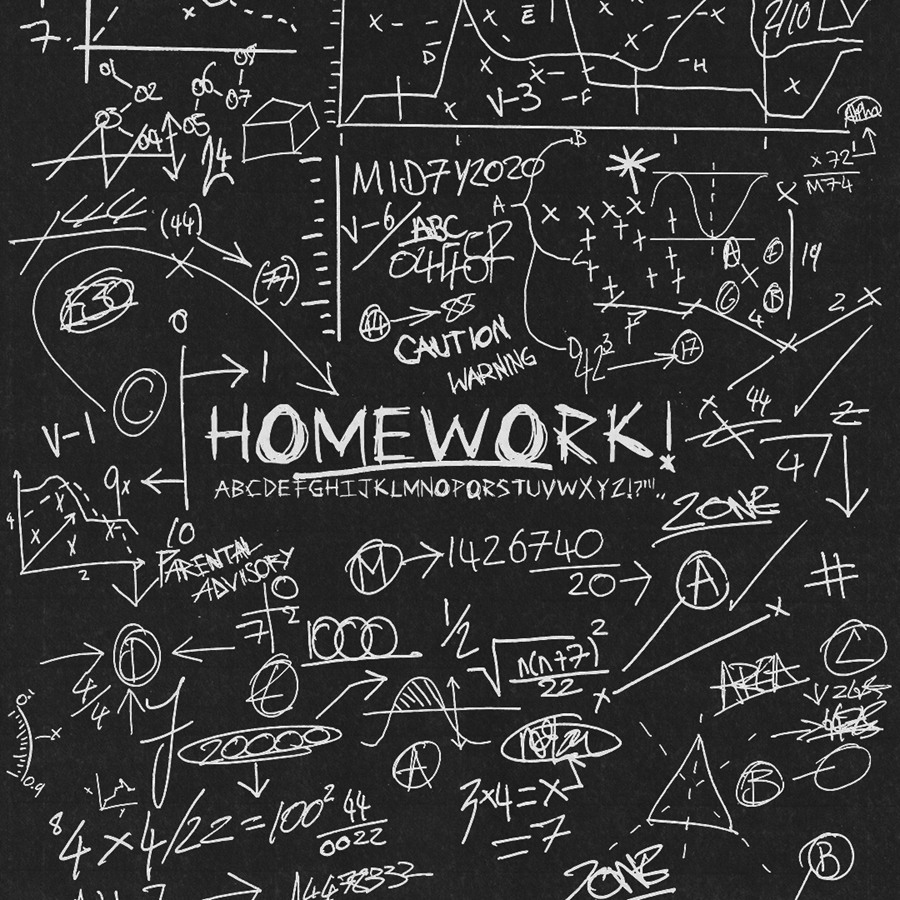 抽象复古随意手写数学列式肌理涂鸦不规则线条PNG免扣图片设计素材 Album Art Arhive – Homework 影视音频 sucaiwan.com