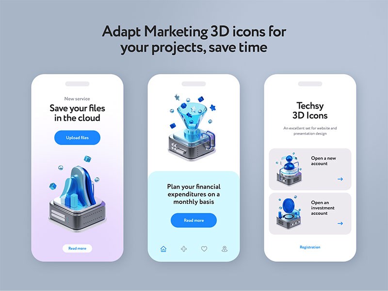 30个科技云存储3D图标，Blend PNG格式 图标素材 sucaiwan.com