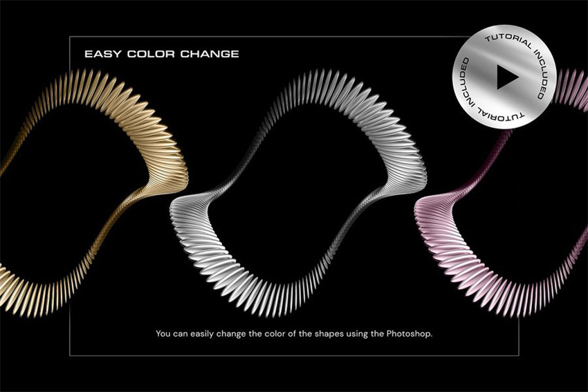 PS资源-3D镀铬金属几何圆圈形状PNG图形元素设计素材 图片素材 sucaiwan.com