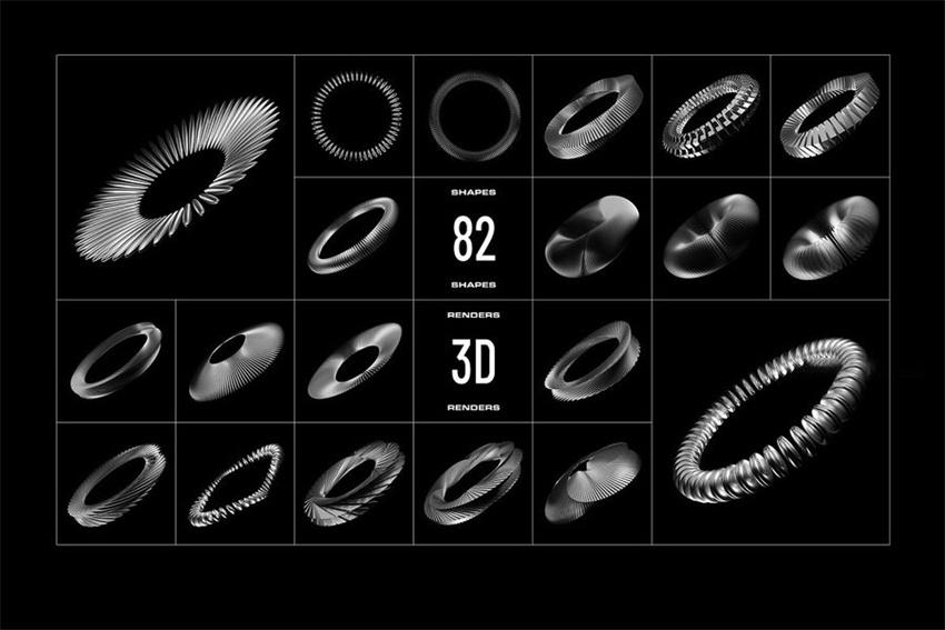 PS资源-3D镀铬金属几何圆圈形状PNG图形元素设计素材 图片素材 sucaiwan.com