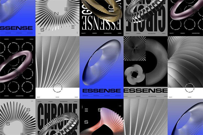 PS资源-3D镀铬金属几何圆圈形状PNG图形元素设计素材 图片素材 sucaiwan.com