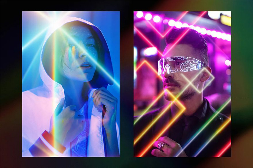 背景素材-120款复古赛博朋克发光效果叠加PS设计素材 图片素材 sucaiwan.com