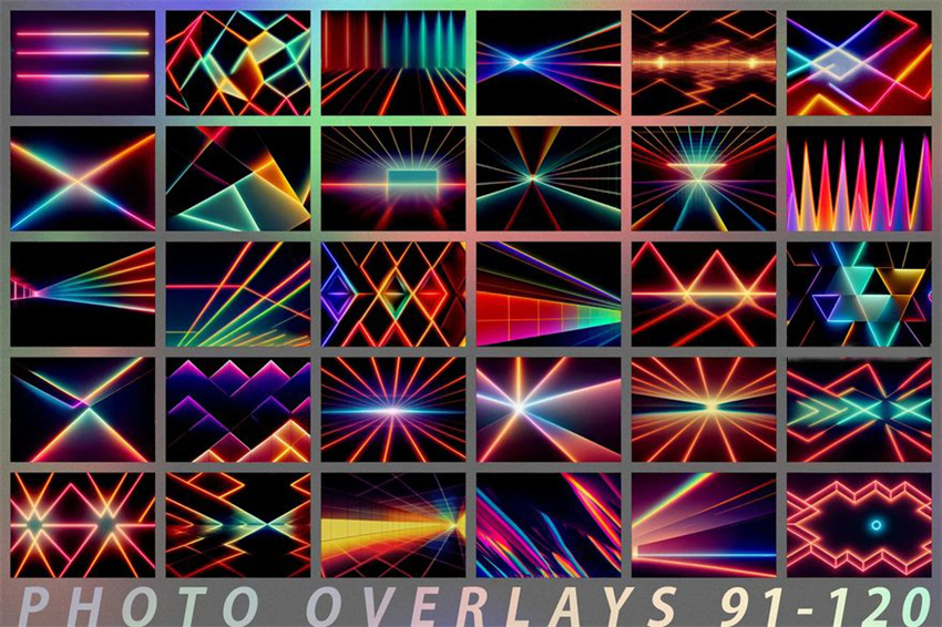 背景素材-120款复古赛博朋克发光效果叠加PS设计素材 图片素材 sucaiwan.com