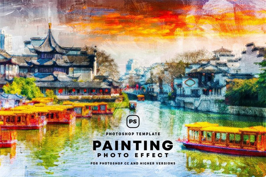 样机模版-照片一键生成卡通油画效果PS样机模板 样机素材 sucaiwan.com