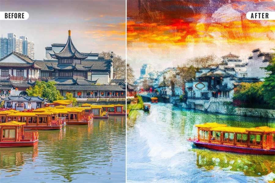 样机模版-照片一键生成卡通油画效果PS样机模板 样机素材 sucaiwan.com