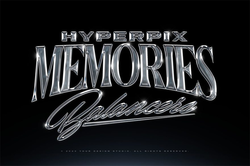 样机模版-镀铬金属渐变效果PS特效样机模板 样机素材 sucaiwan.com