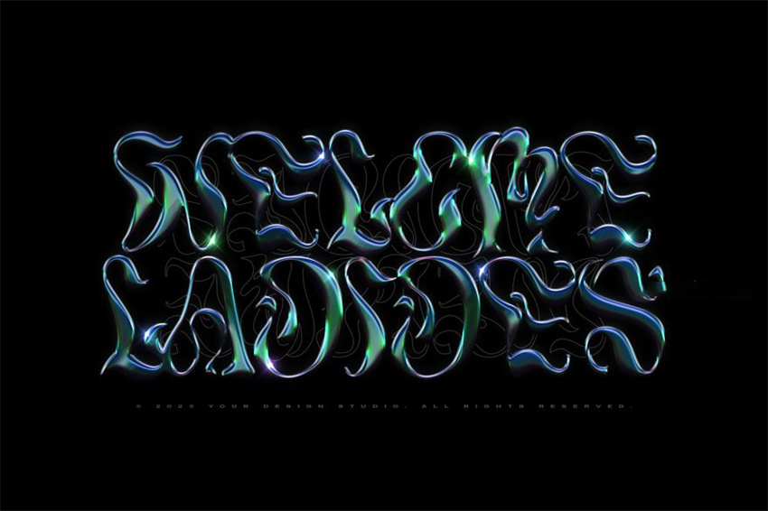 样机模版-镀铬金属渐变效果PS特效样机模板 样机素材 sucaiwan.com