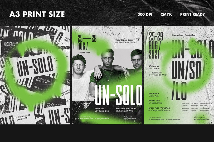 7个高分辨率艺术喷雾街头涂鸦效果都市风格海报PSD样机模板 Artist Event Poster Templates 样机素材 第4张-素材湾丨精选海外优质设计素材资源 7个高分辨率艺术喷雾街头涂鸦效果都市风格海报PSD样机模板 Artist Event Poster Templates 样机素材 sucaiwan.com