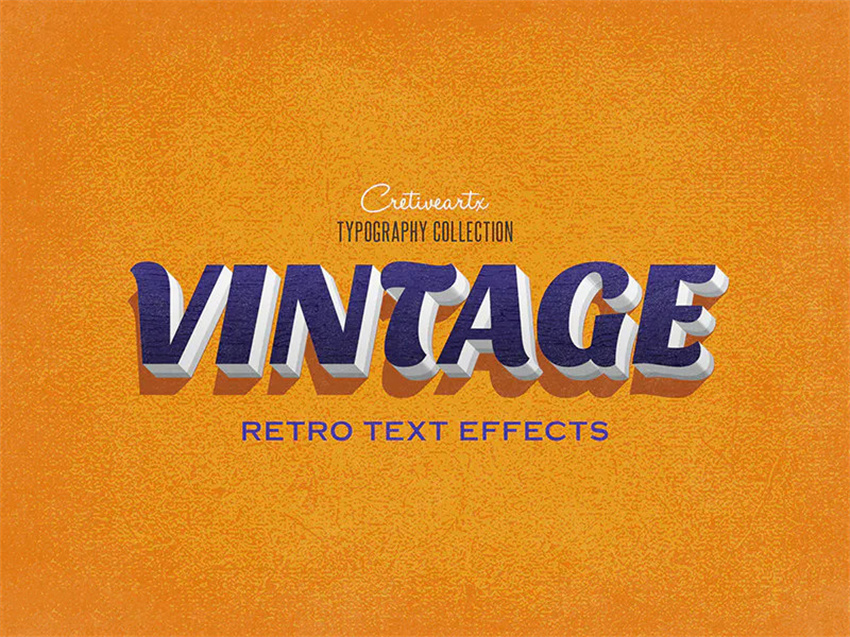 样机模版-复古风格3D文字标题字特效PS样机模版 样机素材 sucaiwan.com