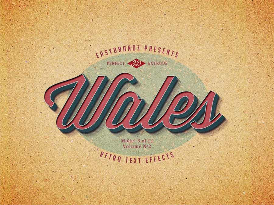 样机模版-复古3D立体标题字艺术文字特效PS样机模版 样机素材 sucaiwan.com