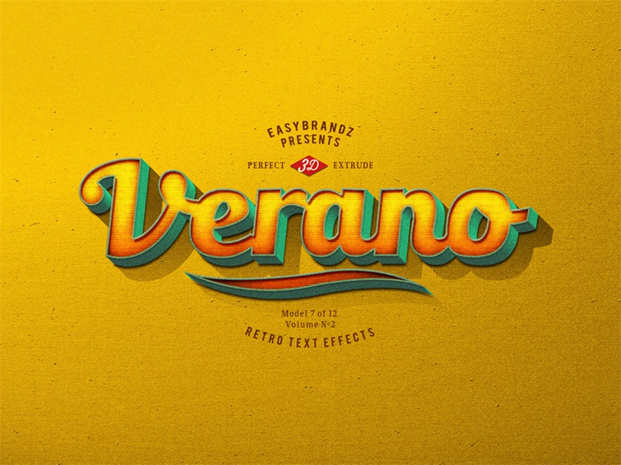 样机模版-复古3D立体标题字艺术文字特效PS样机模版 样机素材 sucaiwan.com